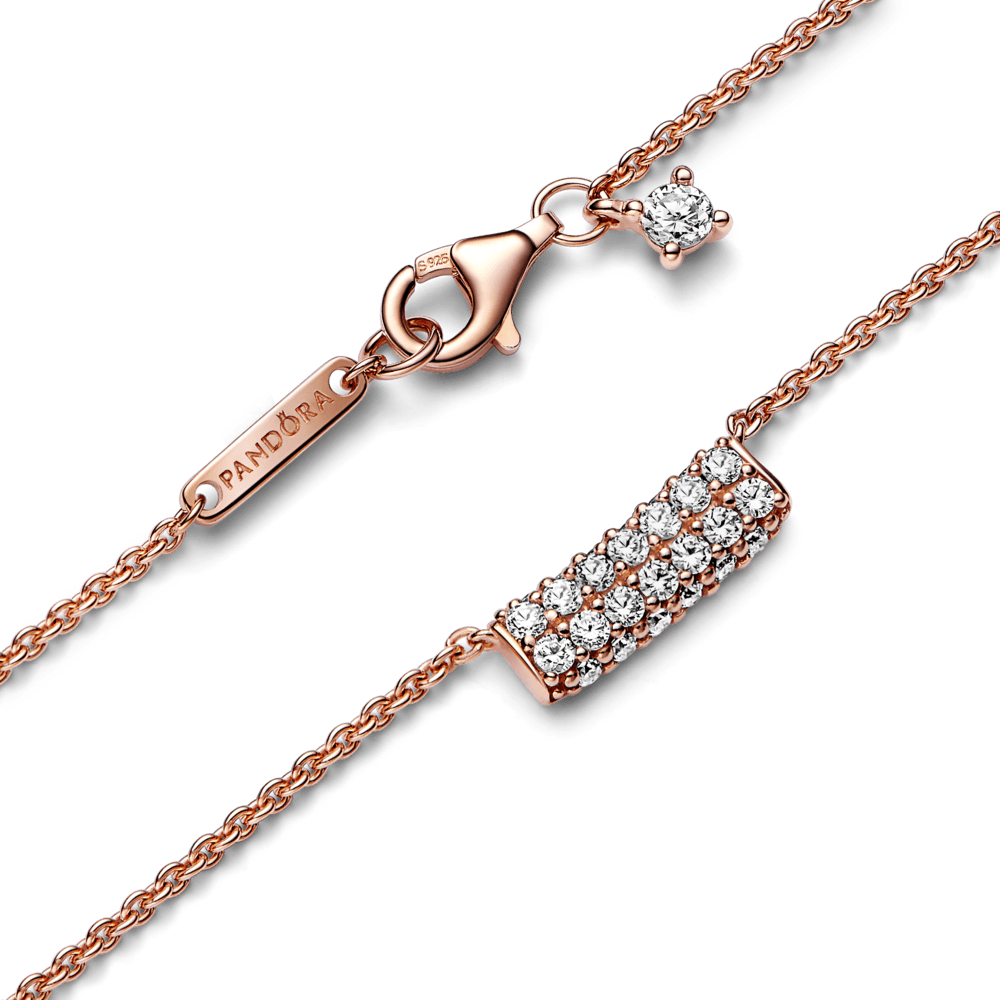 Gargantilha De Barra Com Fileira Dupla Em Pave Pandora Timeless