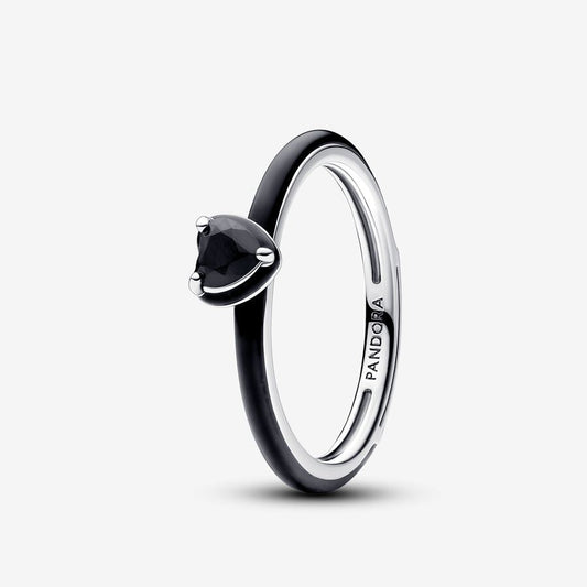 Anel Coração Chakra Preto Pandora ME