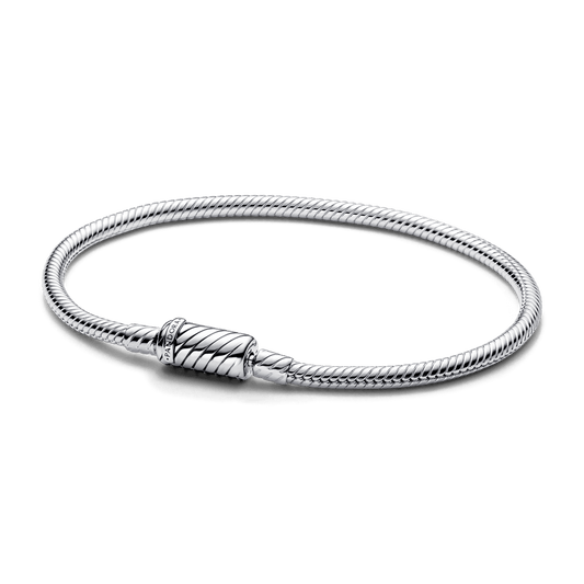 Bracelete De Prata Em Trama Com Fecho Magnetico