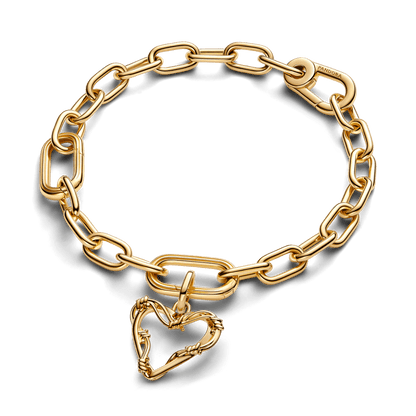 Charm Ouro Medalhão Coração de Arame Farpado