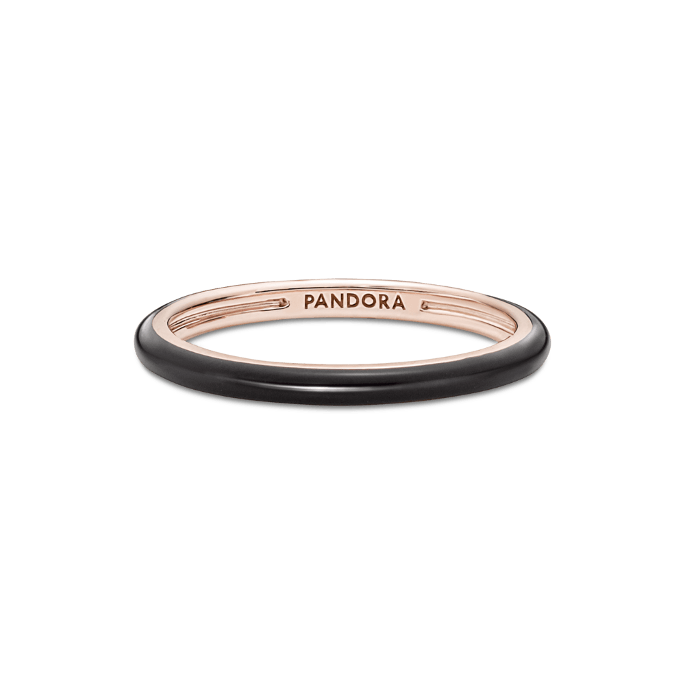 Anel Com Esmalte Preto Pandora Me