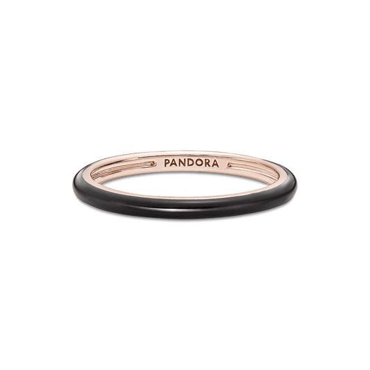 Anel Com Esmalte Preto Pandora Me