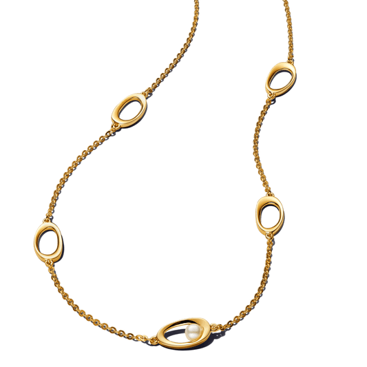 Corrente Dourada com Pérola Branca Oval