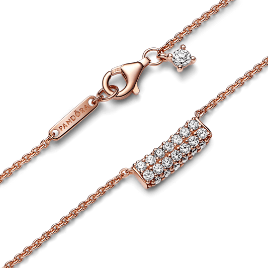 Gargantilha De Barra Com Fileira Dupla Em Pave Pandora Timeless