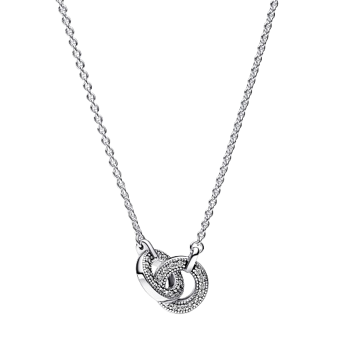 Colar Pandora Signature Interligado Pave Em Prata